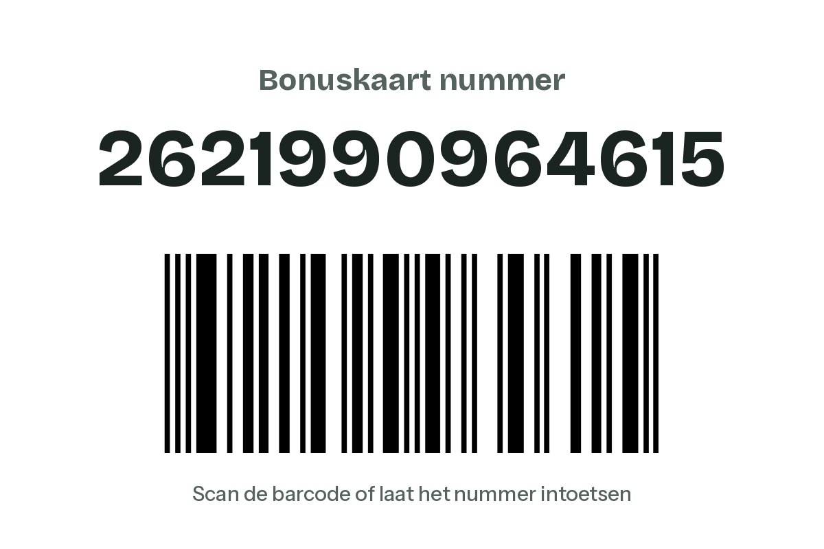 Bonuskaart nummer 2621990964615 met barcode