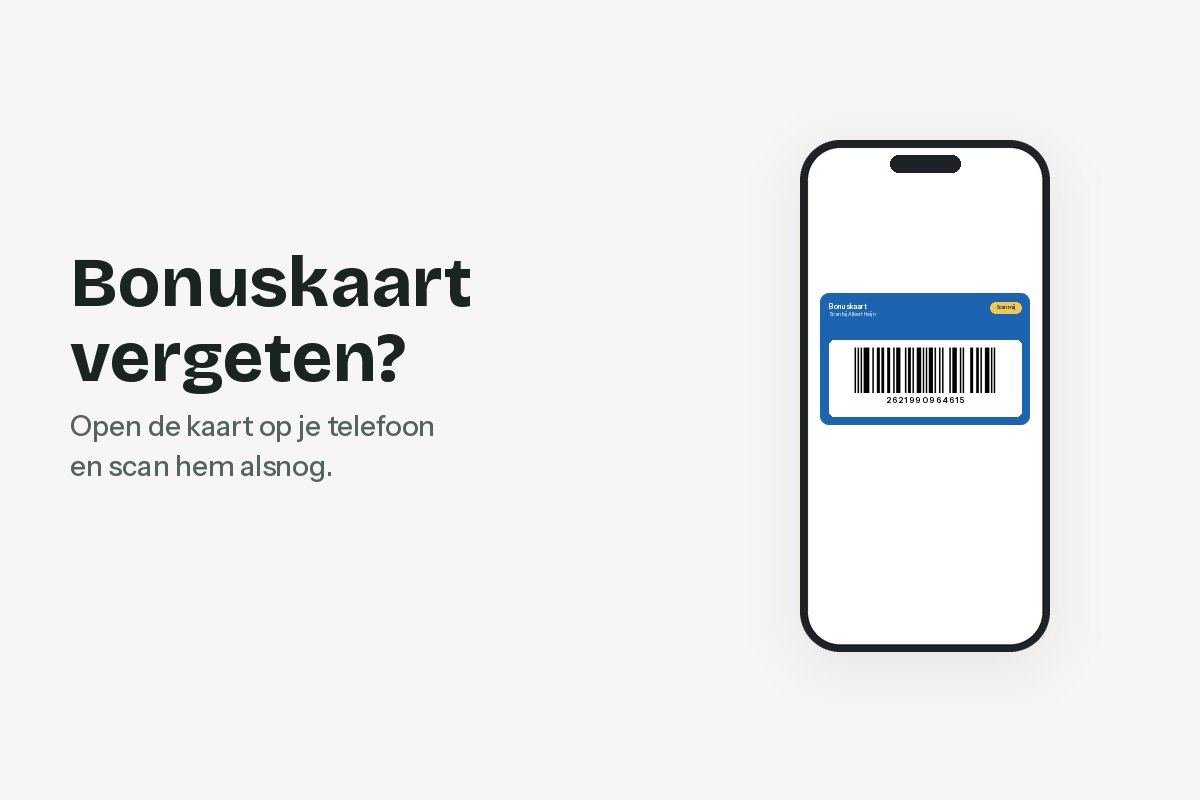 Bonuskaart vergeten: bonuskaart barcode op het scherm van een telefoon